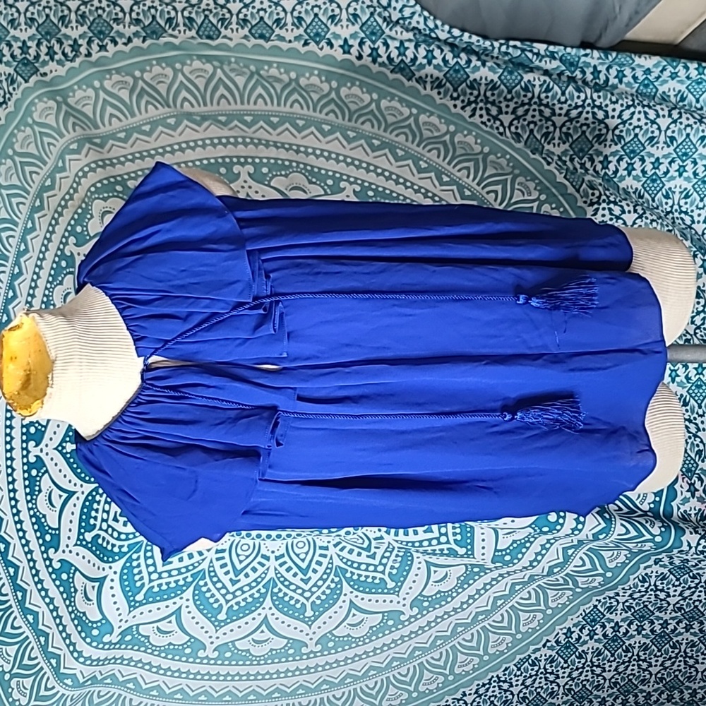 Kate Spade Cobalt Blue tie neck Ruffle top